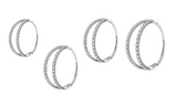 Stainless Steel 4 Piece Double Hoop Helix Piercings - Silver