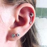 Stainless Steel 4 Piece Heart & Moon Cartilage Stud