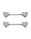 Titanium CZ Heart Nipple Piercings