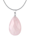 COAI 925 Sterling Silver Rose Quartz Pendant Necklace