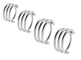 Stainless Steel 4 Piece Triple Hoop Helix Piercings - Silver