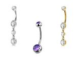 Internally Treaded 3 Piece Titanium Belly Rings