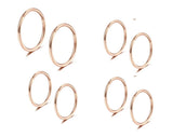 Stainless Steel Rose Gold Hoop Cartilage Piercings - 4 Pairs