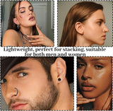 Stainless Steel 8 Piece Black Nose Rings 6 -12 mm Set