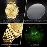 OLEVS Men's Gold Luxury Chronograph Watch