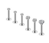 Internally Threaded Titanium Labret Stud - 6 Piece