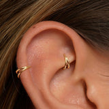 Stainless Steel 4 Piece Double Hoop Helix Piercings - Gold