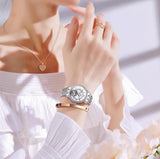 OLEVS Luxury Women's Mechanical Watch Set - Silver & White Dial