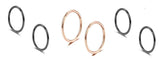 Stainless Steel Sleeper Piercings Black & Rose Gold - 3 Pairs