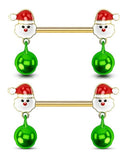 Stainless Steel 2 Piece Christmas Santa Nipple Rings