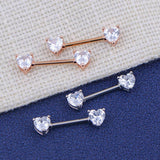 Titanium CZ Heart Nipple Piercing - Rose Gold
