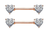 Titanium CZ Heart Nipple Piercing - Rose Gold