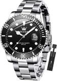 OLEVS Men's Stainless Steel Quartz Big Dial Silver & Black Watch