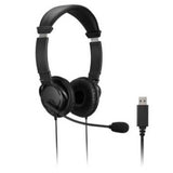 Kensington USB-A Dual Headset/Headphones for Call Centre (1.8M Cable) - With Microphone and Volume Control  - Black (Noise Cancelling)