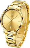 OLEVS Men's Gold Big Face Stainless Steel Analog Quartz Watch