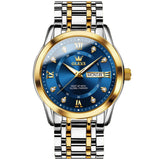OLEVS Men's Gold Silver Stainless Steel Quartz Watch