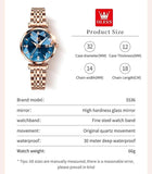 OLEVS Women's Rose Gold Japanese Quarts Watch Set