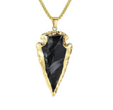 COAI Men's Raw Black Obsidian Crystal Pendant Necklace