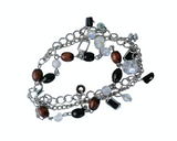 Fashionable Silver Beaded Charm Bracelet
