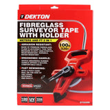 DEKTON 100m Fibreglass Surveyor Tape with Holder