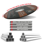 DEKTON 115mm Metal Cutting Disc - Ultra Thin Flat