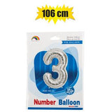 Silver Number Helium Balloon 106cm