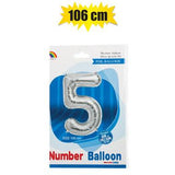 Silver Number Helium Balloon 106cm