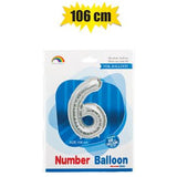Silver Number Helium Balloon 106cm