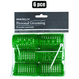 Large Hair Rollers with Pins - Green Pack of 6