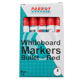 Parrot Products Whiteboard Markers (10 Markers - Bullet Tip - Red) PW1001R