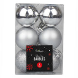 Christmas Silver Assorted Baubles Set 5cm 6 Pack