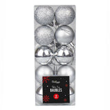 Christmas Silver Assorted Baubles Set 4cm 10 Pack