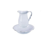 Enamel Water Pitcher With Bowl - White