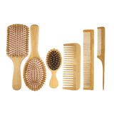6 Piece Eco Anti-Bacterial Detangling Bamboo Hair Brush Set