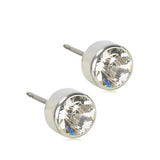 Blomdahl Silver Titanium 6mm Bezel Crystal Stud Earrings