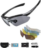 ROCKBROS Polarized Cycling Sunglasses with 5 Interchangeable Lenses - Black